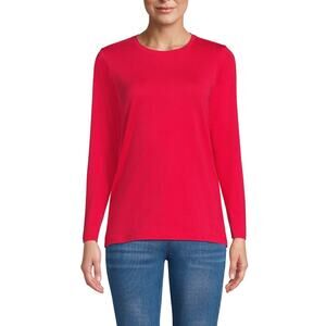 Lands' End Red Shaped Cotton Crewneck Long Sleeve Womens Tee Shirt Sz XL 18